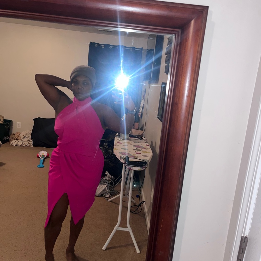 Gabrielle Union x NY&C Fuchsia Pink Halter Dress Size Large